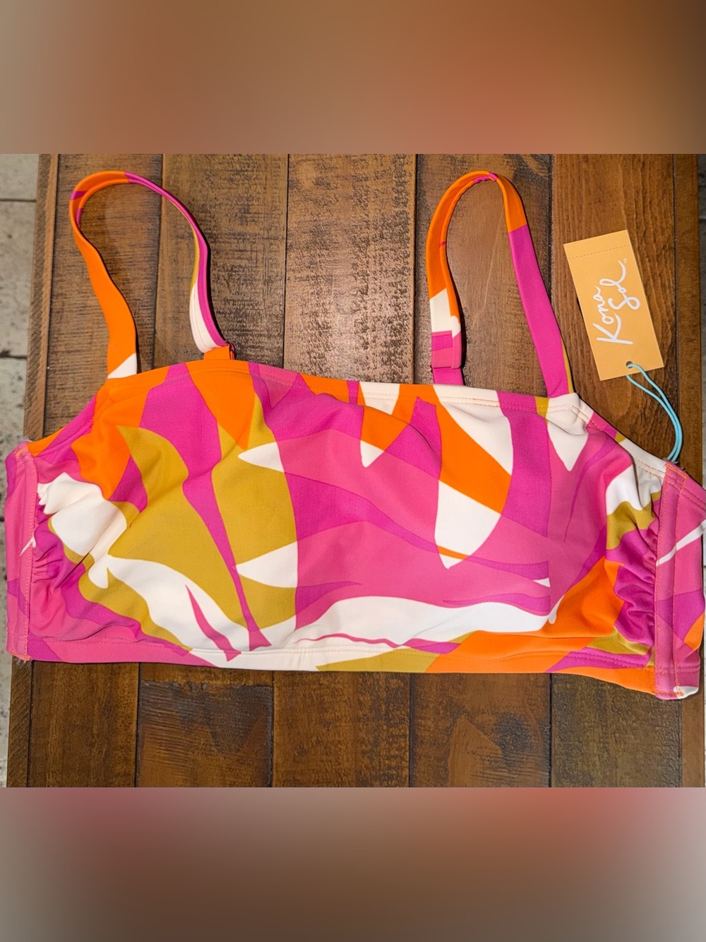 Pink & Orange Patterned Swim Top